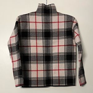 Tahari Cream, Red and Black Plaid Turtleneck Long Sleeve Sweater Size XS